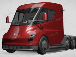 特斯拉半挂卡车4轴2018款C4D汽车模型下载