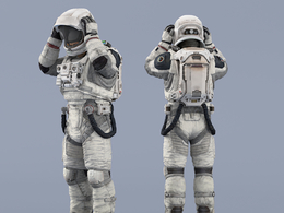 戴头盔的白色太空服中年男性宇宙航天员idle Helmet Scifi PutOn