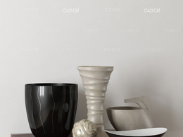 摆件装饰品c4d陶瓷瓶花盆盘子模型下载3d桌子摆件工艺品三维模型下载