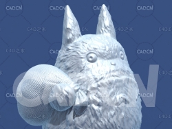 背麻袋的中龙猫动漫卡通角色雕塑C4D模型 Medium Totoro