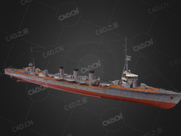 日本海军天龙级轻巡洋舰C4D模型下载Tenryu 3d model