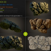 石头3D模型（含材质贴图 | C4D/fbx/obj）Stone