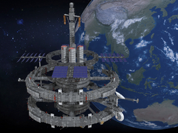 科幻太空地球空间站宇宙机械场景C4D模型Sci-Fi Space Station