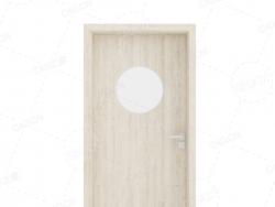 浅色实木门圆形玻璃室内实木复合简约无漆木门单开门厨房卫生间门