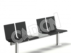 C4D黑色连接等候椅模型 Black Waiting Chairs 3D Model