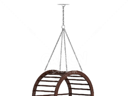 圆形木制秋千C4D户外庭院家具模型下载