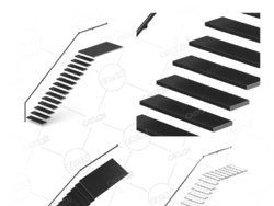黑色悬浮直梯单侧扶手楼梯复式公寓直式楼梯C4D模型Stairs 3d model-16