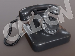 C4D老式座机复古转盘拨号电话机模型