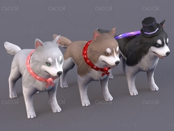 宾利犬杜宾犬卡通宠物狗C4D绑定模型Bentley