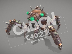 C4D蒸汽朋克蜘蛛机器人模型 Steampunk Spider Robot