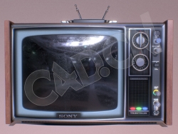 古董黑白电视机索尼电视C4D模型 SONY KV 1300E