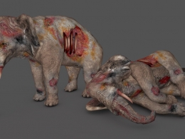 受伤的大象 死亡的大象C4D游戏角色模型 Elephant macabre 3d model