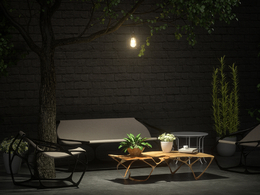 庭院树下盏灯品茶场景模型