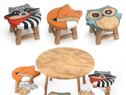幼儿园卡通动物小板凳模型 Cuberbrush - kids furniture01-animal chairs