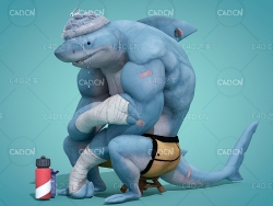 坐着治病的鲨鱼CG模型 shark 3d model