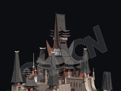 C4D香格里拉中式建筑模型 Kitbash3d-Shangri-La_BldgLG_D_grp