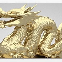 家居艺术品摆件：金龙3D模型 Dragon Model