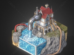 卡通水龙头房子建筑 House_Tap_Cartoon