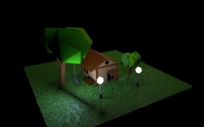 树木房屋多边形C4D模型 Low Poly Fantasy