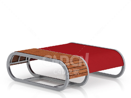 现代红色脚凳C4D户外庭院家具模型下载