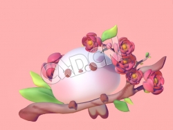 C4D桃花树上的小鸟卡通角色模型 White Bird