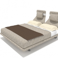 双人床C4D模型 Bed 3d model