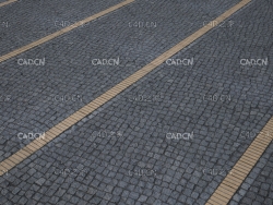 黄色砖块分割的石头地面无缝贴图模型 cobblestone