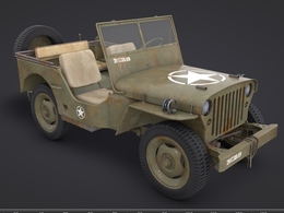 生锈破旧的敞篷吉普越野车C4D模型 C4D 3D Jeep Model