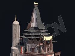 C4D香格里拉中式建筑模型 Kitbash3d-Shangri-La_BldgMD_J_grp