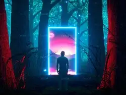 C4D使用oc渲染森林夜景中科幻场景(含工程文件)