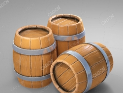 卡通木桶酒桶C4D模型stylized-barrel