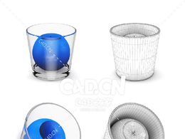 玻璃器皿中的蓝色蜡烛C4D模型