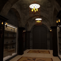 欧式走廊C4D模型 European corridor 3D model