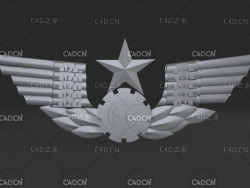 新式陆军胸标c4d模型 解放军金属胸标模型
