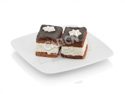C4D奶油馅饼巧克力糖霜奶油派食物模型 Cream pie with chocolate icing