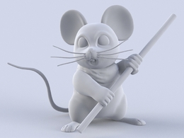 拿棍子的老鼠卡通模型mouse