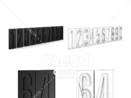 0-9数字编号立体方块C4D模型