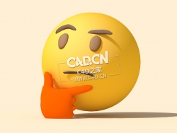 三维立体表情摆酷思考表情 thinker emoji
