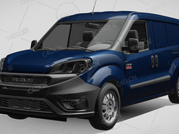 道奇RAM汽车封闭车厢面包车货车2019款C4D汽车模型下载