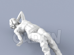 低面多边形卡通人物躺着的女人模型