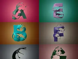 26个分裂吹破字母动画工程文件 Explode Alphabet c4d project