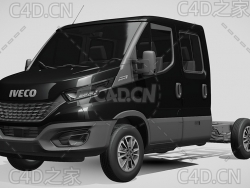 依维柯平板车卡车运输车牵引车2020款C4D汽车模型下载