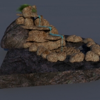 石头水池景观3D模型 Stone pool