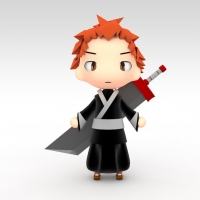 C4D卡通人物模型：迷你版死神中黑崎一护3D角色模型Mini Itchigo