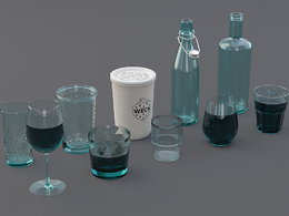 10个玻璃制品模型