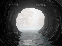 C4D OCTNAE隧道洞口科幻场景