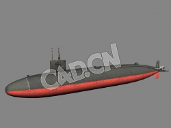 C4D鲹鱼级攻击核潜艇模型 Permit-class submarine 3d Model