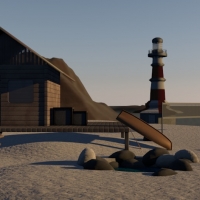 海滩场景C4D模型 Beach Scene by Stephen Clark