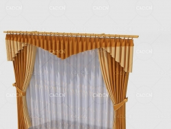 C4D卧室窗幔纱窗客厅窗帘卧室窗帘室内窗帘模型 Curtain 3D Model-44
