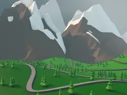 C4D低面雪山风光工程文件 LowPoly